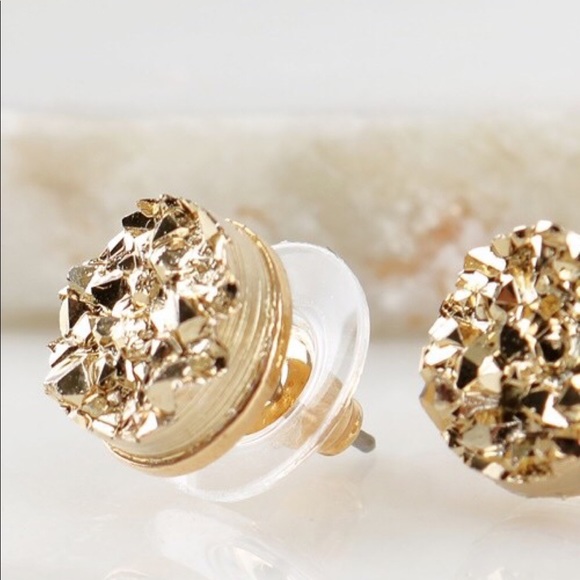 Round druzy earring stud - Picture 8 of 8